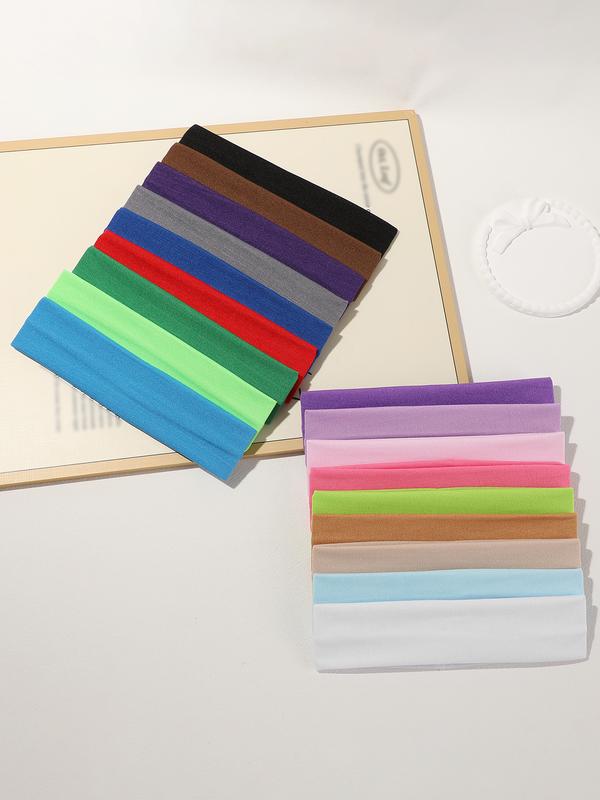 18-Piece Colorful Fabric Sports Headbands Set, Daily Casual Hair Bands for Running & Outdoor Activities, Comfortable Design, Elastic Headband