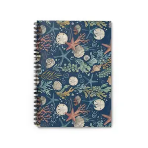 Coastal Seashells Pattern Spiral Notebook | Ruled Journal