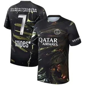 Unisex Soccer/Football Paris Saint-Germain Club Kvaratskhelia 7 2025/26 Night Edition Stadium Replica Jersey - Black