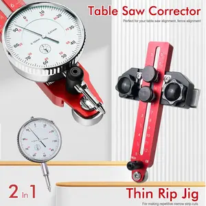 Precision Table Saw Calibration Gauge with Dial Indicator, Thin Blade Cutting Fixture, Compatible with Standard T-Slot Crosscut Rails