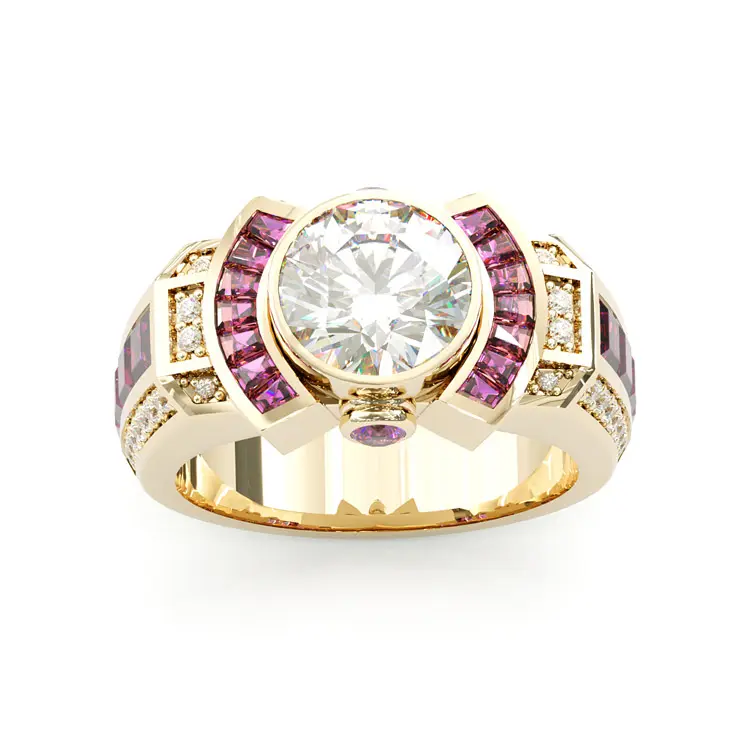 Aossio Ruby Halo Bold & Statement Men's Ring, A Perfect Balance of Masculinity & Refinement, Ideal for Modern Men Who Appreciate Luxury.