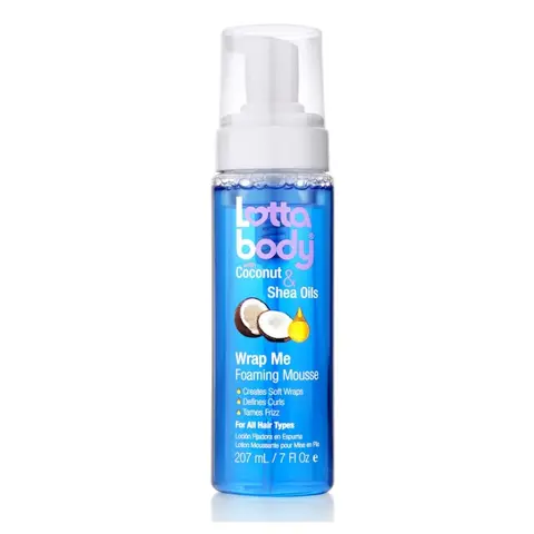 Lottabody Coconut Oil and Shea Wrap Me Foaming Curl Mousse - 7 Fl Oz for Soft Wraps, Hair Mousse for Curly Hair, Anti Frizz & Moisturizes - Gel Curly Hair Products Defined Curls