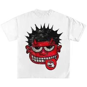 Men’s Y2K Graphic T-Shirt with Bold Big Face Print, Soft Cotton Cropped Streetwear Tee for Hip Hop Outfits, Street Style, Daily Casual or Summer Looks