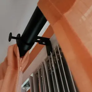 NoNo Bracket - No Drill Curtain Rod Bracket Attachment over Blinds (Black Set of 3) Curtains