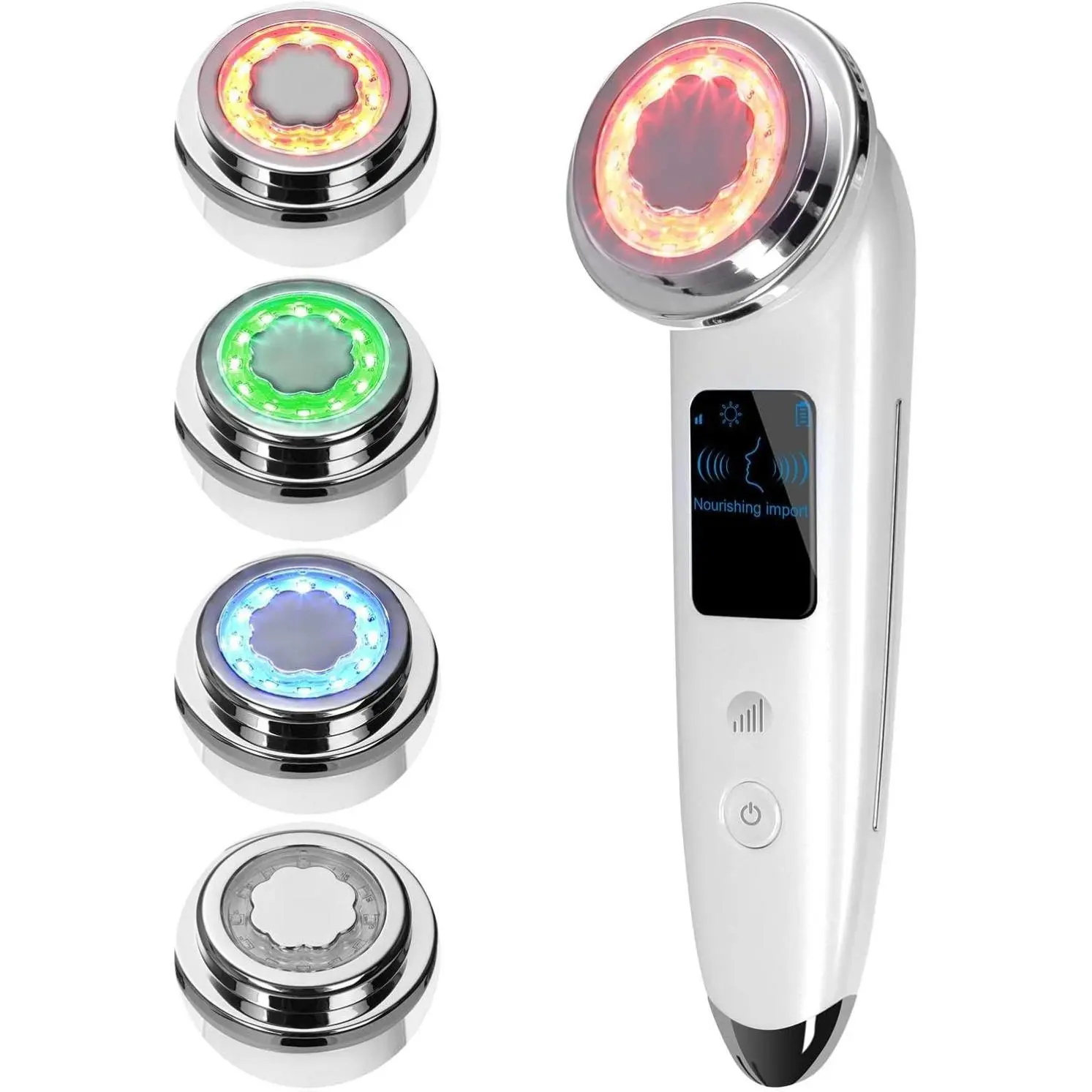 4-in-1 Rechargeable Electric Face Massager Kit, Anti-Aging Skin Tightening & Firming Facial Beauty Device, White (Ideal Gift for Beauty & Personal Care Enthusiasts), Rechargeable Battery