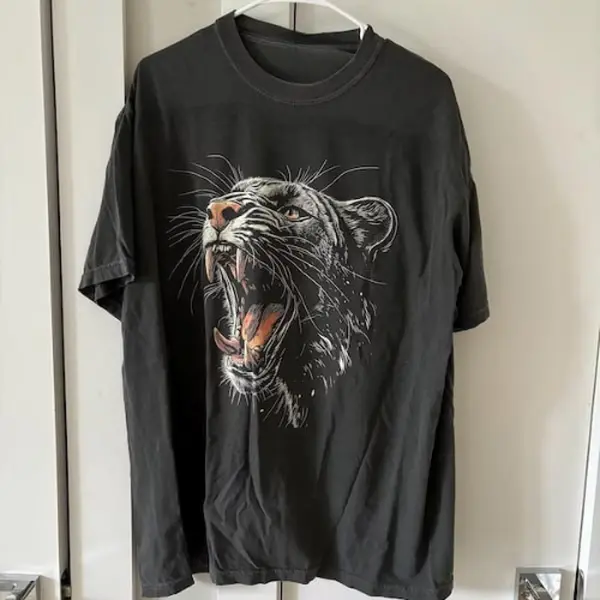 Funny Black Panther Graphic T-shirt,, Short Sleeve Crew Neck T-Shirt, Pull On, Casual, Unisex Cotton T-Shirt, Menswear, Womenswear