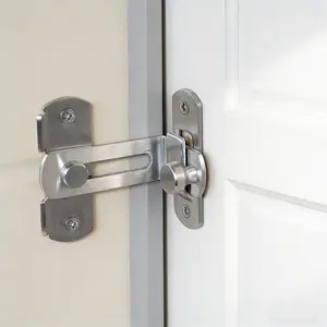 Sliding Barn Door Lock with Flip Latch,Stainless Steel 90-Degree Right Angle Door Buckle Or Stainless steel 180 degree door buckle & Base Hook, Multi-Purpose Secure Latch for Bathroom, Cabinet,Bedroom Sliding Doors,Safety Lock for Homes with Pets/Children