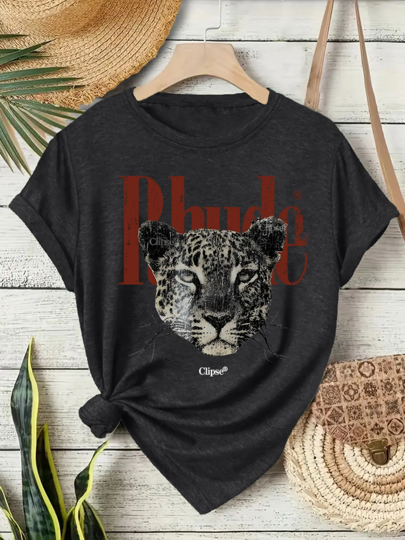 Women's Summer Casual Fashion Vintage Rhude Print T-Shirt, Round Neck Short Sleeve Top, Comfortable Breathable Fit S-Xxl