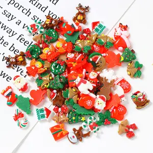 30 Piece Christmas Resin Pendant Set, Santa Claus & Tree Design, Phone Case, Hair Clip, Jewelry Making DIY Craft Materials, Bead Mix