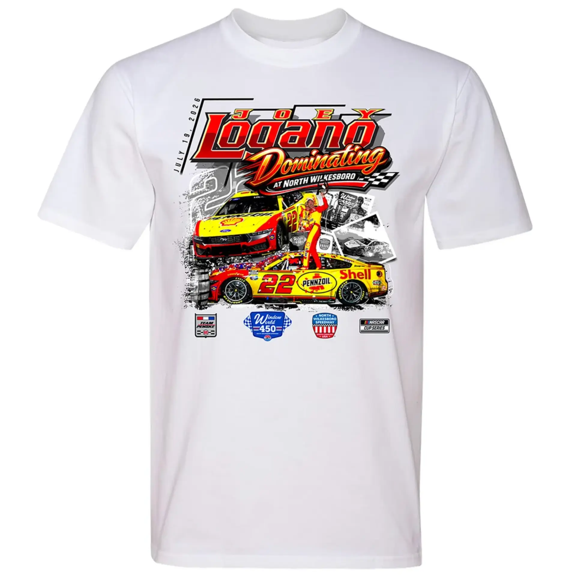 Joey Logano No. 22 NASCAR North Wilkesboro Shirt, Shell Pennzoil Victory Racing Tee, Team Penske Driver Fan Gift