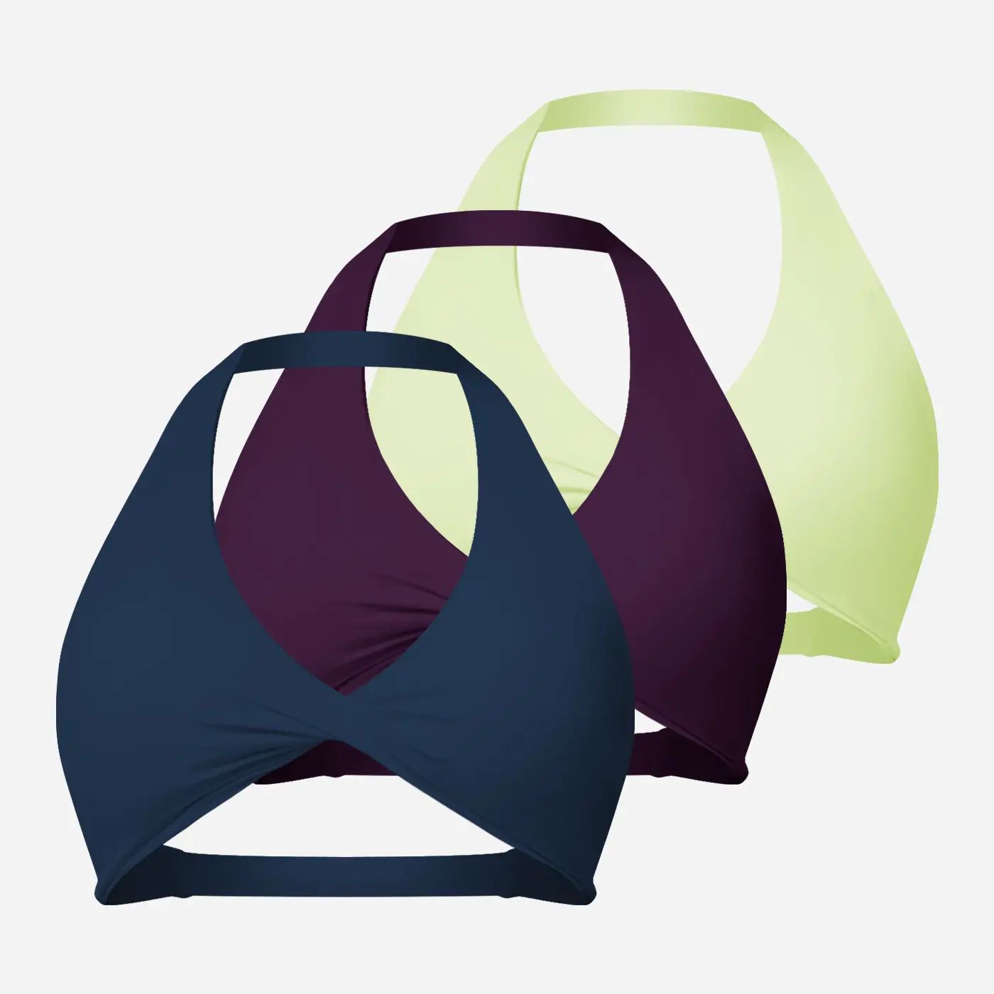 Navy + Plum Purple + Light Yellow Green