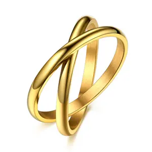 Custom4U Ring Trinity Interlocking Band Cross Stacking Ring Daily Minimalist Unisex Adjustable OOTD Clothing Decor for Women