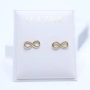 14KT Gold Infinity Screw Back Earrings - Dainty, Simple Design for Everyday Wear