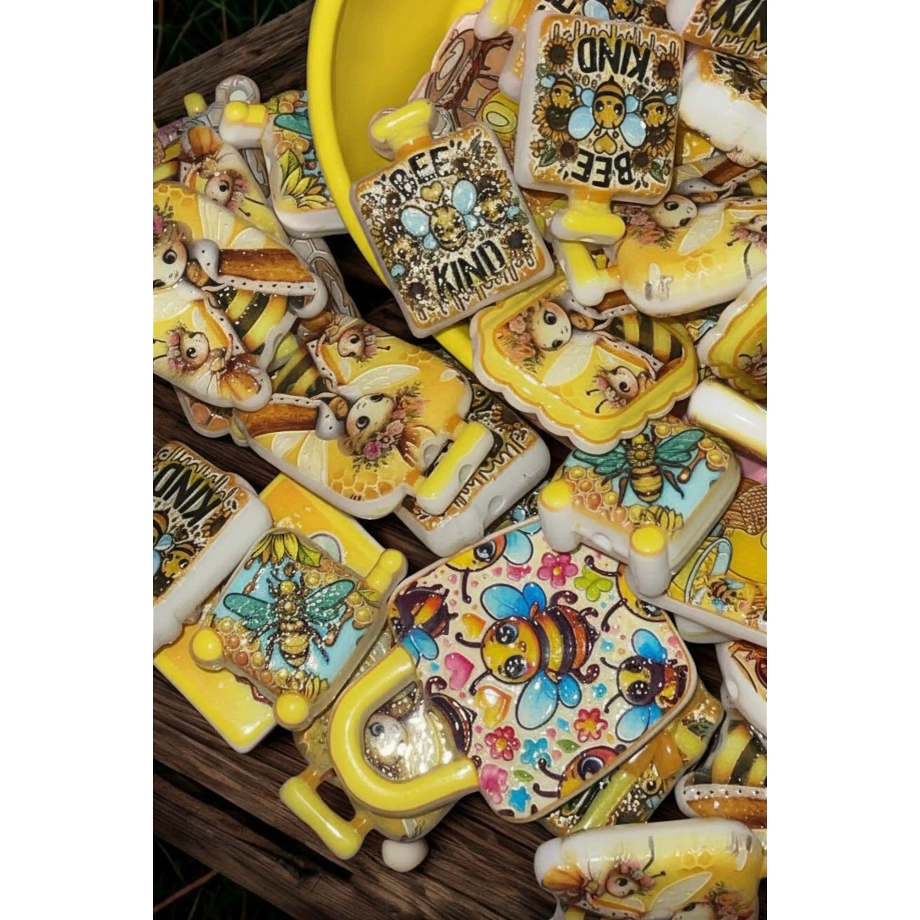 Honey Bee Bead Charms | Bee Kind Kawaii Bracelet Beads | 10-Pack