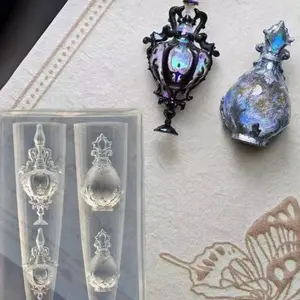 Classic Vintage Perfume Bottle Handmade Silicone Mold, 3D Nail Art Decoration, Retro Flower Vase Design, Durable & Reusable