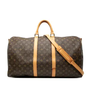 Pre-owned Louis Vuitton Canvas Coated, Leather Travel Bags Keepall Bandouliere Bag Monogram Canvas 55 by Rebag