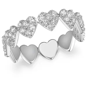 Diamonique 1cttw Pave Heart Eternity Love Band, Sterling