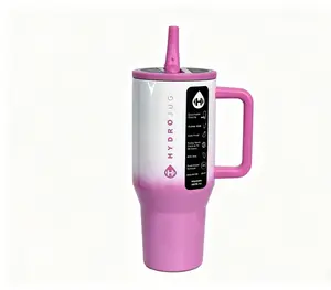 HydroJug 32 Oz FreeSip Insulated Stainless Steel Tumbler with Straw, BPA-Free Sports Water Bottle, Cup Holder Friendly Travel Coffee Mug with Handle, Gradient Pink Drinkware tiktokshopspringglowup,summervibes skull