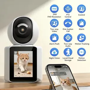 Video Pet Dog Camera Indoor Two Way Wireless Security Camera Monitor 1296P with Phone App And Motion Detection, Baby/Elderly/Nanny Audio Calling Device Pan Tilt【Nkccnur】