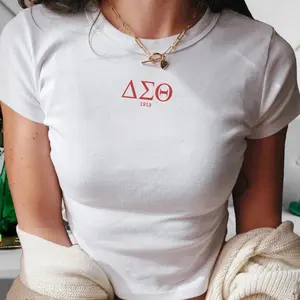 Delta Sigma Theta Appliqué TShirt | Greek Baby Tee | Y2K 90s Trendy Crop Top | Sorority 1913 Shirt | Black Women Gift For Her | HBCU Delta