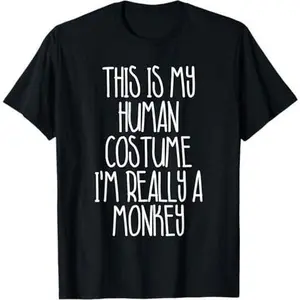 Halloween 'This Is My Human Costume' Simple Halloween Monkey T-Shirt