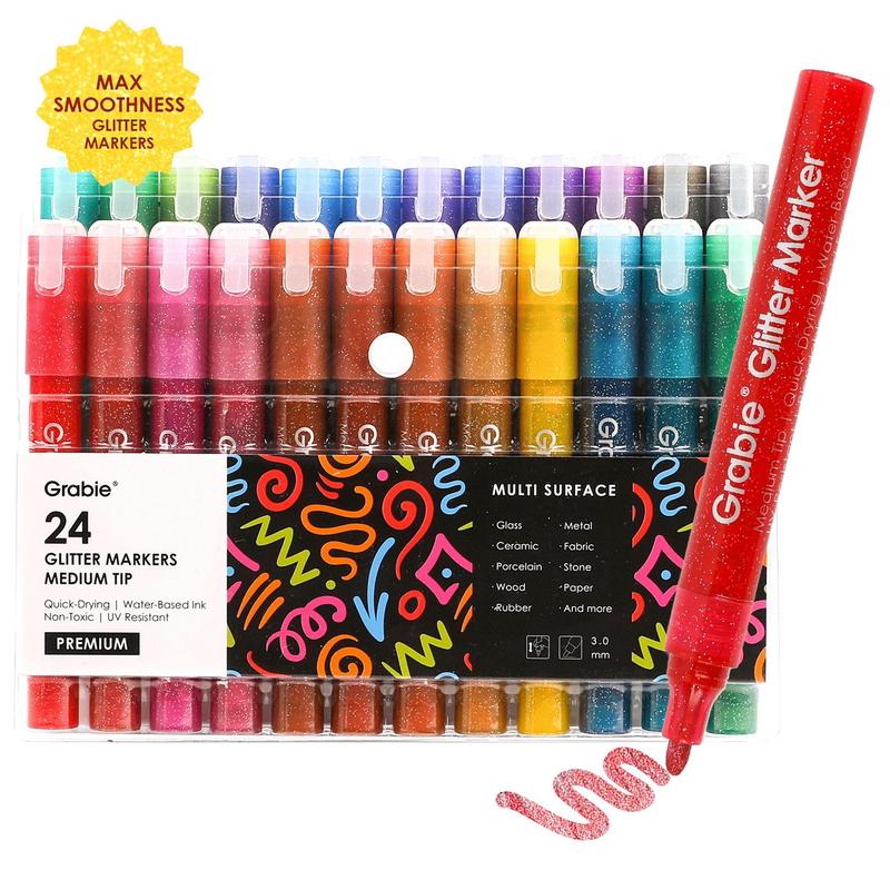 [Flash Sale] Grabie Iridescent Glitter Acrylic Paint Marker Set Of 24 acrylic pen, Art Drawing, HolidayHaul