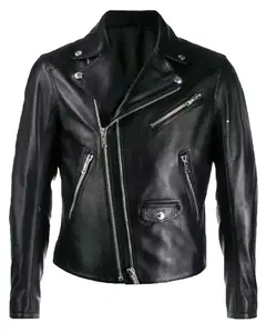 MotorCycleJackets Men's Black Double Zipper Motorcycle Leather Jacket