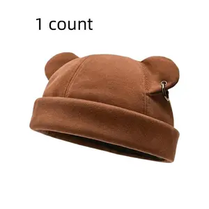 Cute Bear Ear Design Beanie Hat, Casual Trendy Beanie Hat for Fall & Winter, Fashion Accessories for Both Men & Women