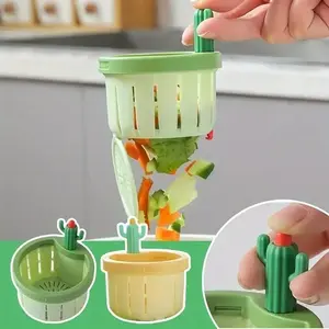 Cactus Design Kitchen Sink Filter, Push-Down Pop-Up Basket, Food Waste Separator with Garbage Filter, Durable Plastic Material, Kitchen Accessories, Kitchenware, Vegetable, Sturdy