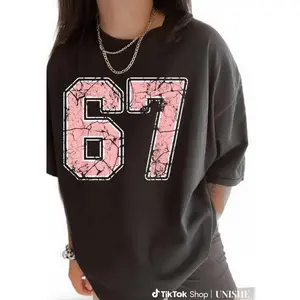 Sport Player #67 Pink & White Jersey T-Shirt – Number Uniform Style Sweatshirt, Hoodie, Comfort Colors