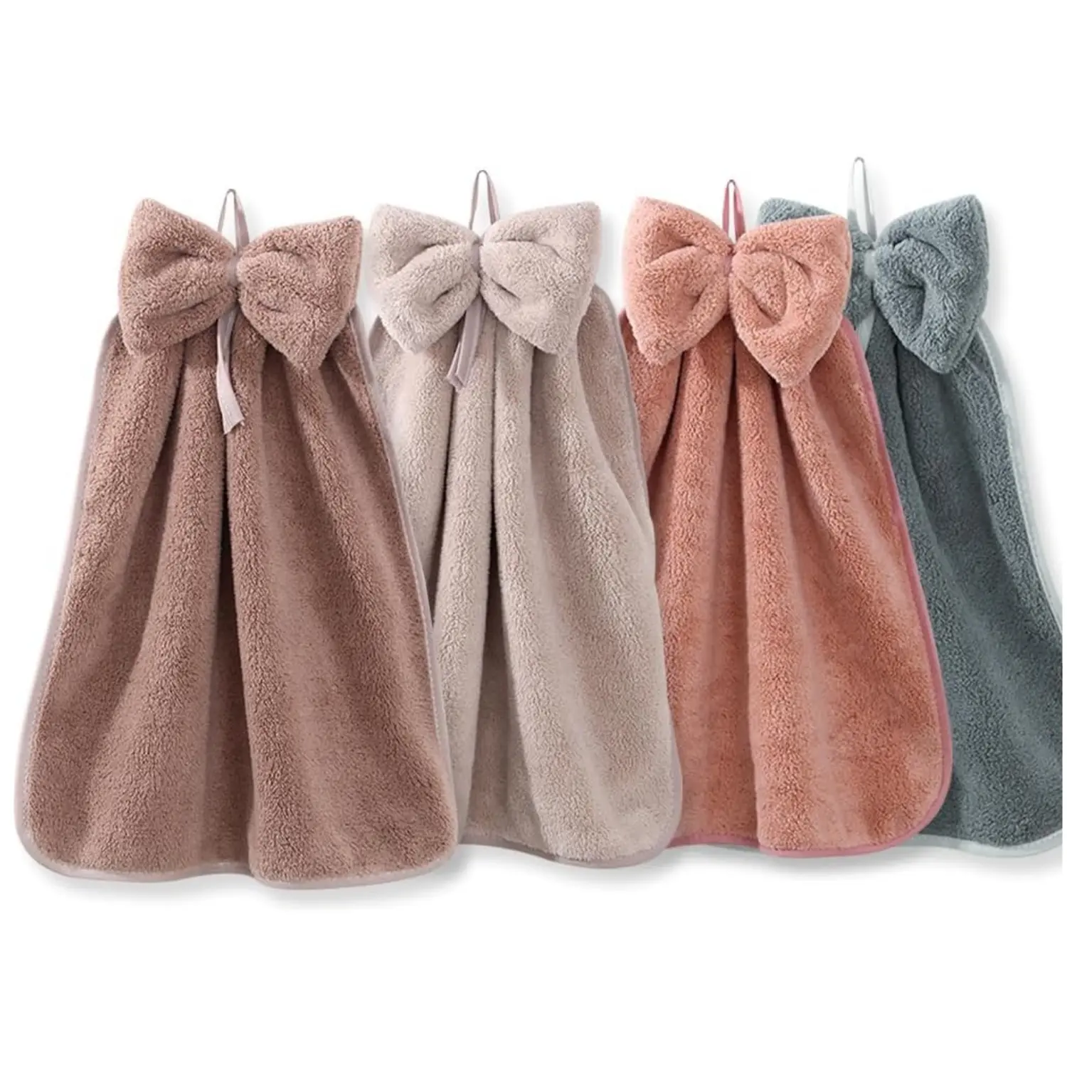 4 Pieces Kitchen Hanging Towels with Loop Super Absorbent Fingertip Towel Soft Microfiber Hanging Hand Towels Kitchen Bathroom Decorative Hanging Hand Towels