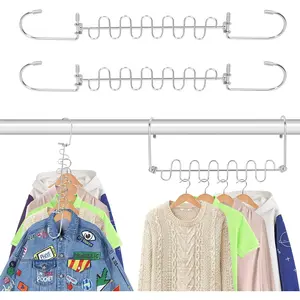 Homelove Magic Hangers Space Saving Closet Organizer Clothes Storage Hangers 2 Pack Multifunctional 360Rotation Stainless Steel Clothes Hanger for Wardrobe Heavy Clothes, Shirts, Pants, Dresses Hook Smooth