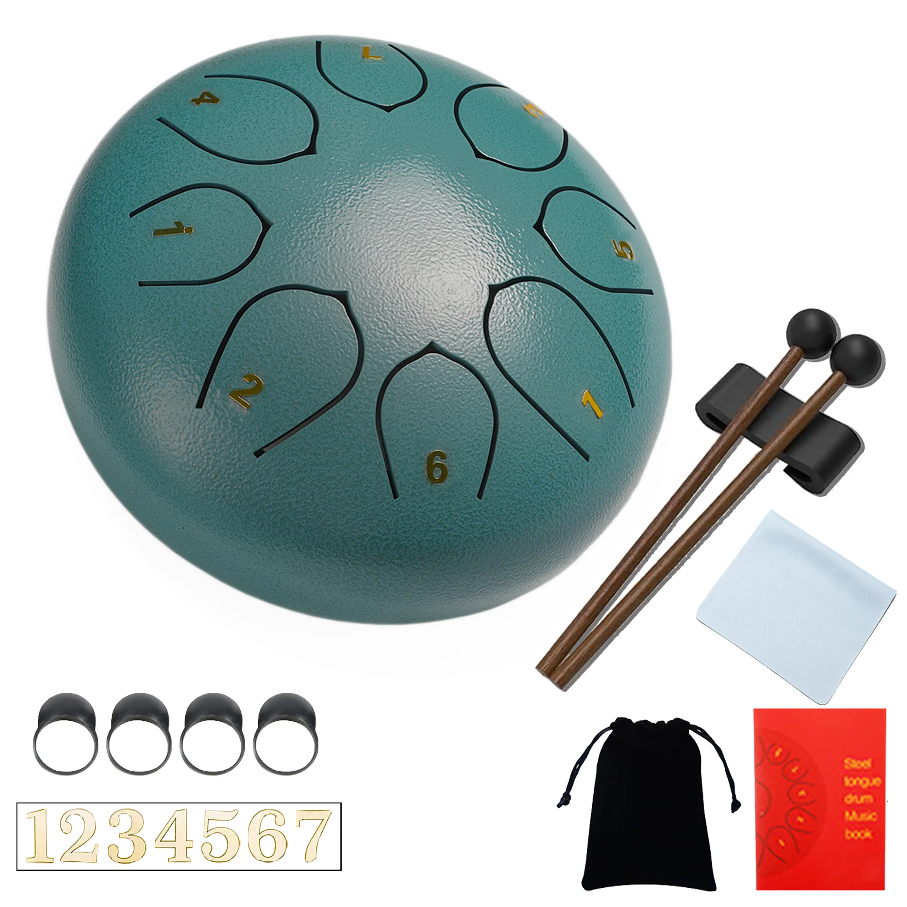 6-Inch 8-Note Steel Tongue Chakra Rain Drum - Waterproof Outdoor Garden Percussion Instrument, Meditation Rain Chime, Adult Gift with Carry Bag, Music Book, Drum Mallets