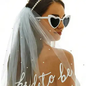Engagement Party Accessories Set, Heart Sunglasses & Veil Belt, Wedding Shower Decorations, Perfect Bridal Gift Ideas