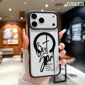 But God Christian Quote Pattern Magnetic MagSafe Phone Case for iPhone 17 Air/16 Pro Max 15 Pro 14 13 12 11 Plus Lightweight Shockproof Slim Protective Cover Supports Wireless Charging Case Casing