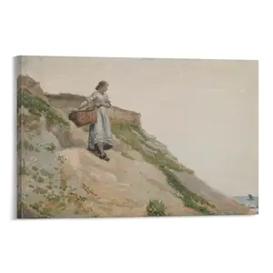 Girl Carrying A Basket_Winslow Homer Canvas Art Canvas Poster Bedroom Decor Sports Landscape Office Room Decor Gift