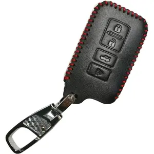 Leather Smart 4 buttons Key Fob Remote Cover Protector Case Keyless Entry Holder For 2015,2016,2017,2018,2019,2020,2021,2022 Toyota RAV4,Sequoia,Highlander,Avalon,Corolla,Camry,HYQ14FBA