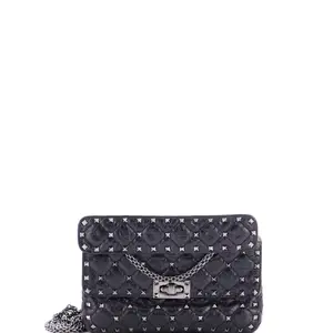Pre-owned Valentino material Messenger Bags Garavani Rockstud Spike Flap Bag Quilted Leather Small by Rebag