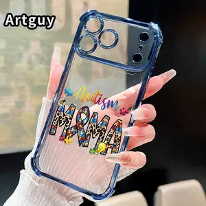 Phone Case for iPhone 17 Pro Max 16 15 Plus Air 14 13 12 11 E Autism Mama Tribute Pattern Four-corner Thickened Anti-drop Protective Silicone Cover Gift
