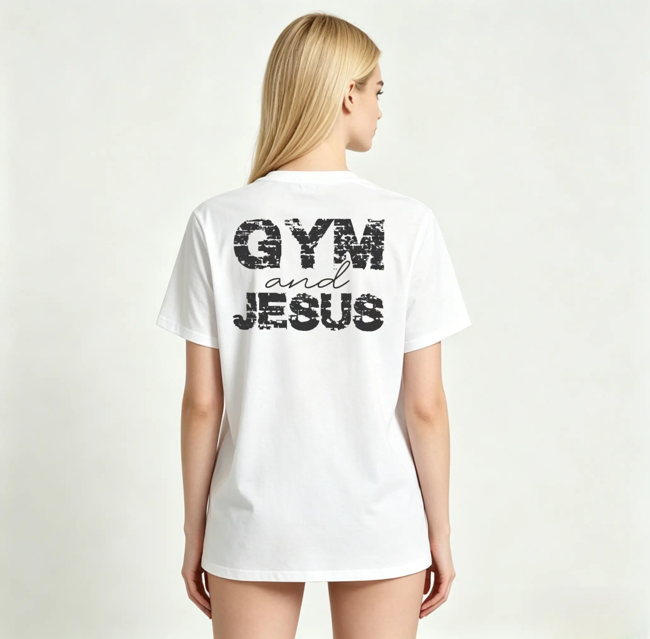 Gym And Jesus Shirt, 2-sided T-Shirt, Gym Pump Cover, Christian Gym Shirt, Gym Shirt,Bodybuilding Pump Cover, Woman Of God,Jesus Shirt, Crewneck T-Shirt