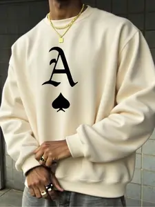 Men's Casual Letter Graphic Print Pullover Sweatshirt, Basic Round Neck Style, Comfortable Fit for Fall & Winter Seasons