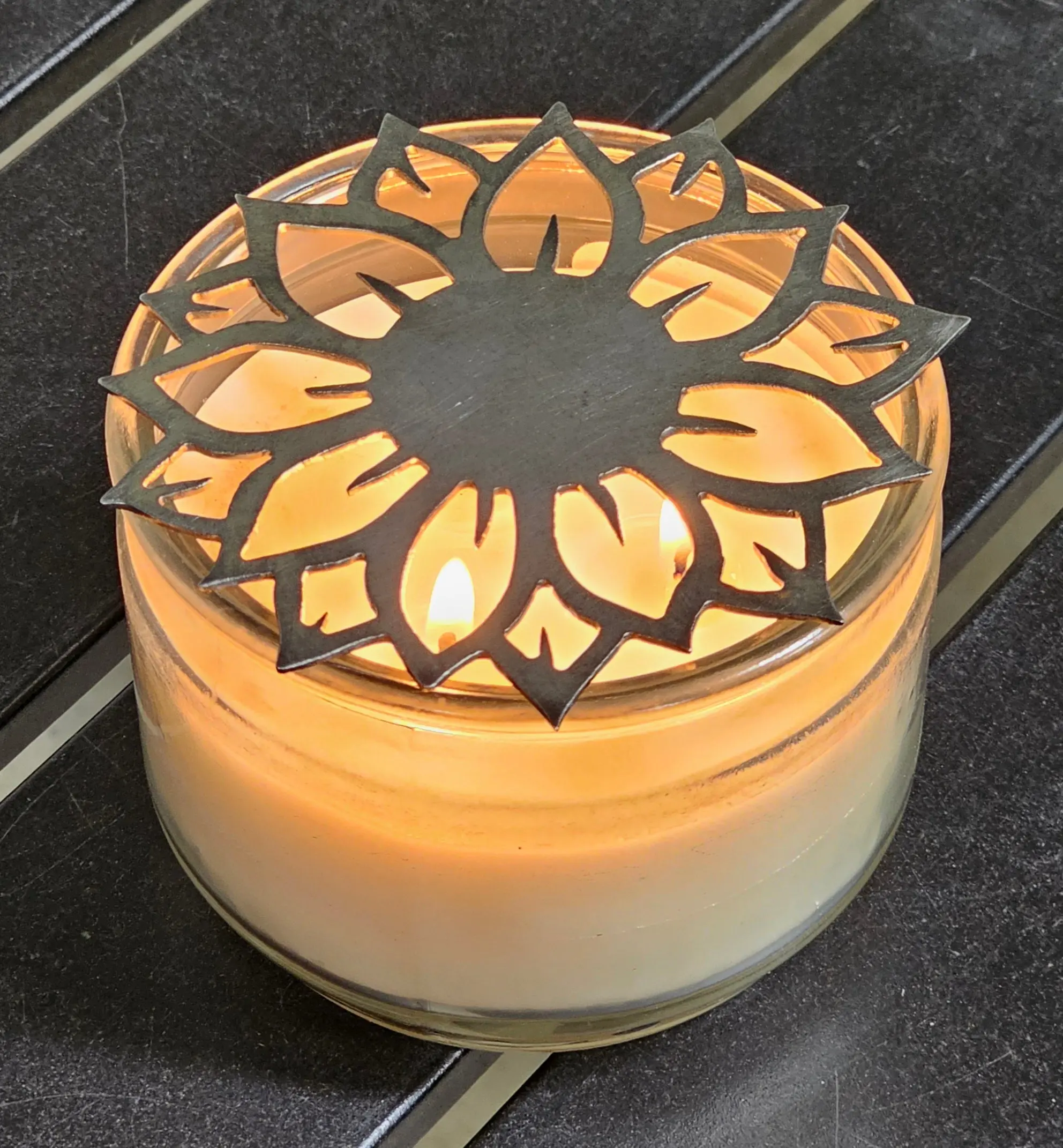Sunflower Candle Topper | Floral Metal Candle Shade | Decorative Candle Accessory | Rustic Farmhouse Home Decor