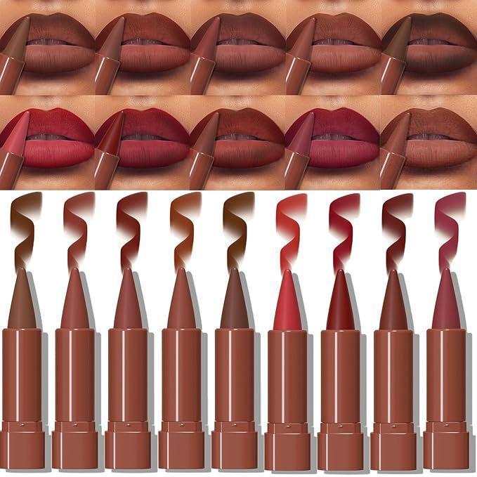 9 Color Velvety Matte Lipstick Set Long Lasting Makeup Non Drying Lip Glossy Waterproof Smudgeproof Easy To Apply Suitable For Beginners Cosmetic Gift