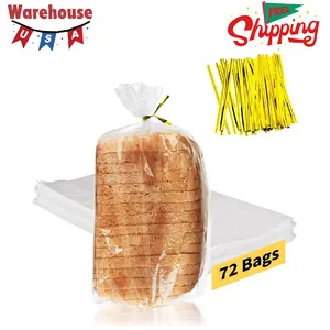 72 Pack Clear Bread Bags for Homemade Bread and 100 Ties