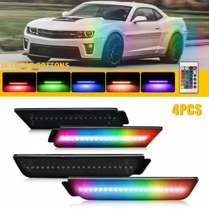 RGB Full Set Front Rear Bumper LED Side Marker Lights For Chevrolet Camaro 2010-2015,2016-2024