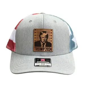 Trump Hat with Graphic Print, Gray Color, Classic Design, Featuring "TRUMP 2024" and "RICHARDSON" Logo