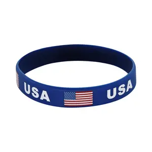 USA American Flag Silicone Wristband, Patriotic Bracelet for 4th of July, Sports, Party Favors, Blue 2.