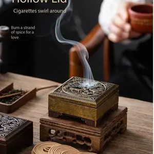 Chinese Style Creative Hollow Square Incense Burner, Indoor Fragrance Home Use, Zinc Alloy, Multi-Color, Tea Ceremony Decor, Zen Ornament