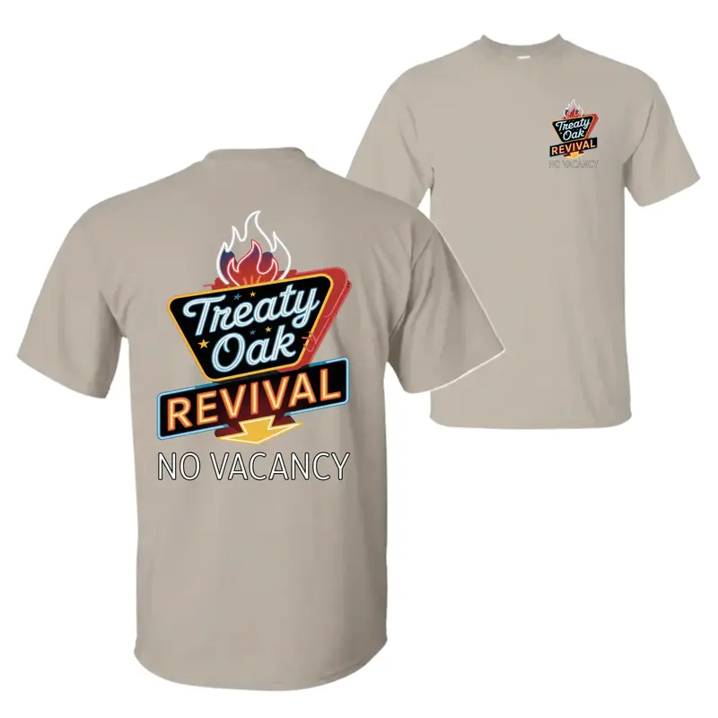 Treaty Oak Revival No Vacancy 100% Cotton T-Shirt, Trendy Unisex Graphic Tee, Xmas Funny Christmas Gift for Men for Women, Cool Band Merch, Retro Design Tee