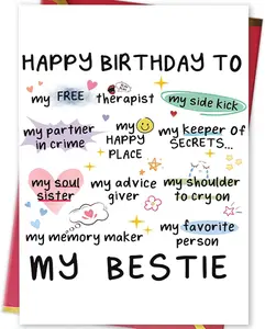Funny Birthday Card for Women Sister, Happy Bday Gifts for Bestie, Bestie Birthday  Card, Friendship Birthday Card, Best Friend Birthday Card ,Happy Greeting Card for Niece